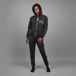 Unisex Black Eternals Rhinestone Fashion Heavy Fleece Tracksuit - King of Kings